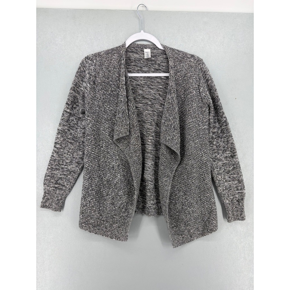 GapBody Womens Cardigan Gray White Marled Draped Open Front XS